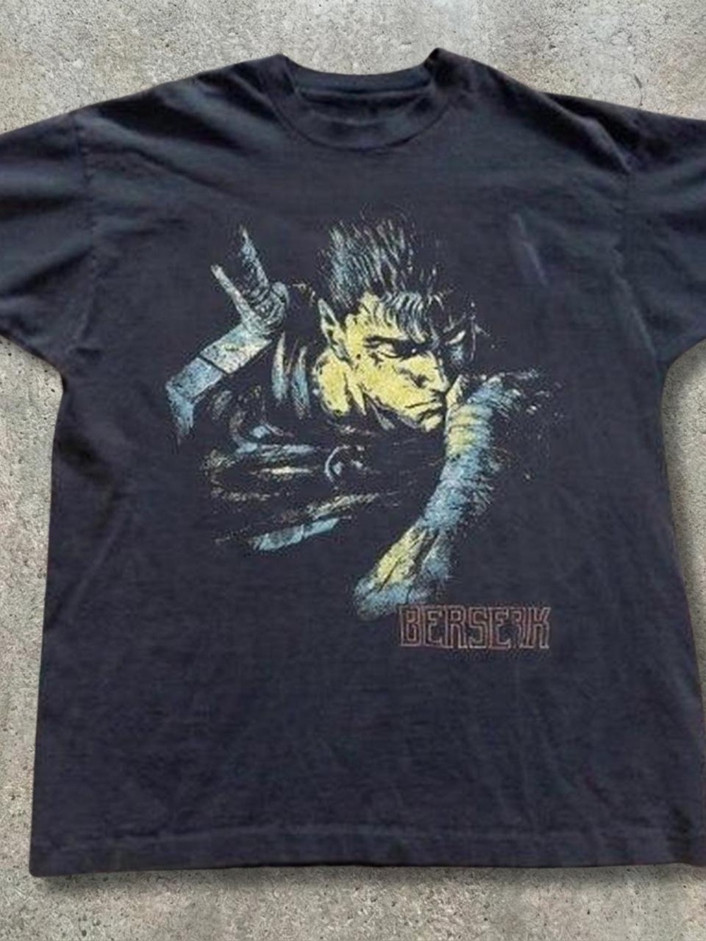 Gildan Black Berserk Graphic Tee with Yellow & Blue Artwork